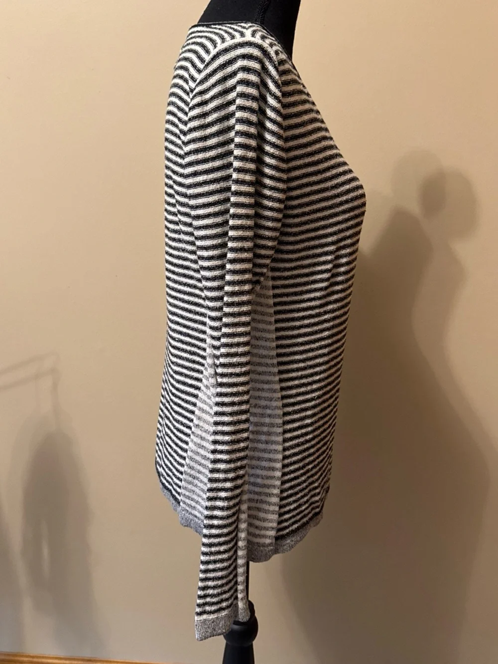 J. Jill Black & White Striped Crewneck Sweater